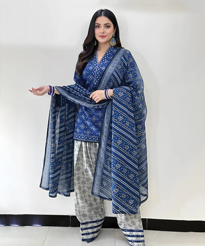 KHADDAR-3PC WITH KHADDAR PRINTED SHIRT & TROUSER