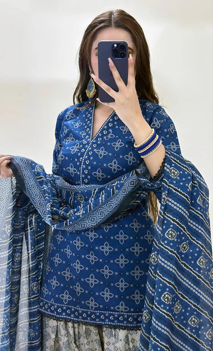 KHADDAR-3PC WITH KHADDAR PRINTED SHIRT & TROUSER