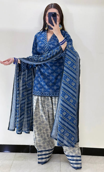 KHADDAR-3PC WITH KHADDAR PRINTED SHIRT & TROUSER